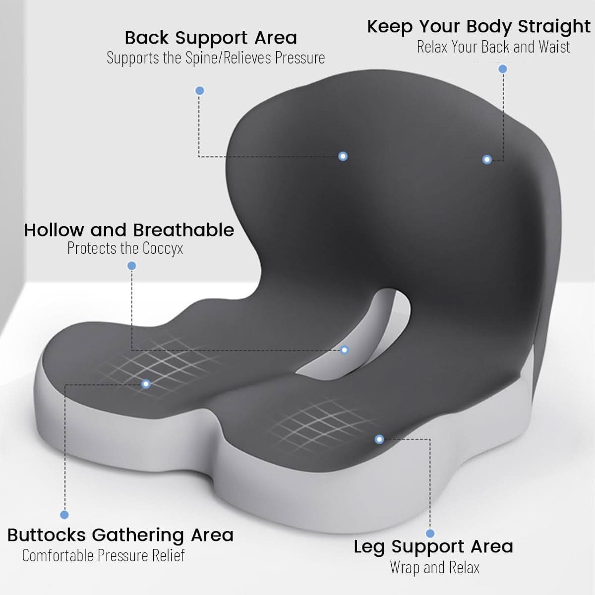 Skorter | Ergonomic seat cushion with lumbar support for office, car & travel