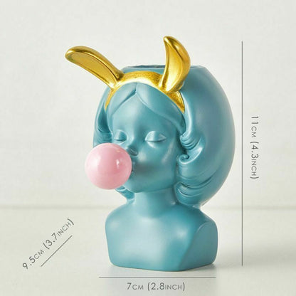 Skorter | Cute Bubblegum Girl Ceramic Face Vase