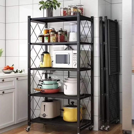 Skorter | 5 tier foldable metallic kitchen rack