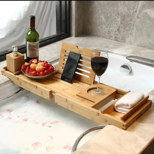Skorter | Expandable Bamboo Bathtub/ Caddy Tray with Stands