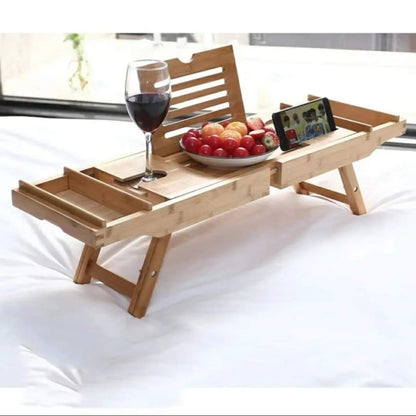 Skorter | Expandable Bamboo Bathtub/ Caddy Tray with Stands