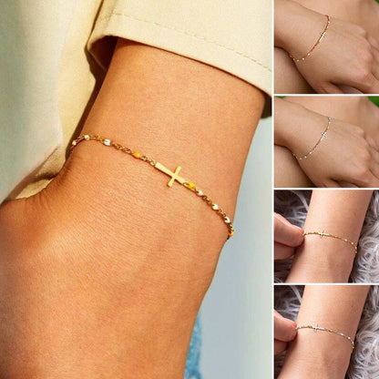 Skorter | Adjustable Cross Bracelet for Friendship & Faith – Silver or Gold – Gift Box Option
