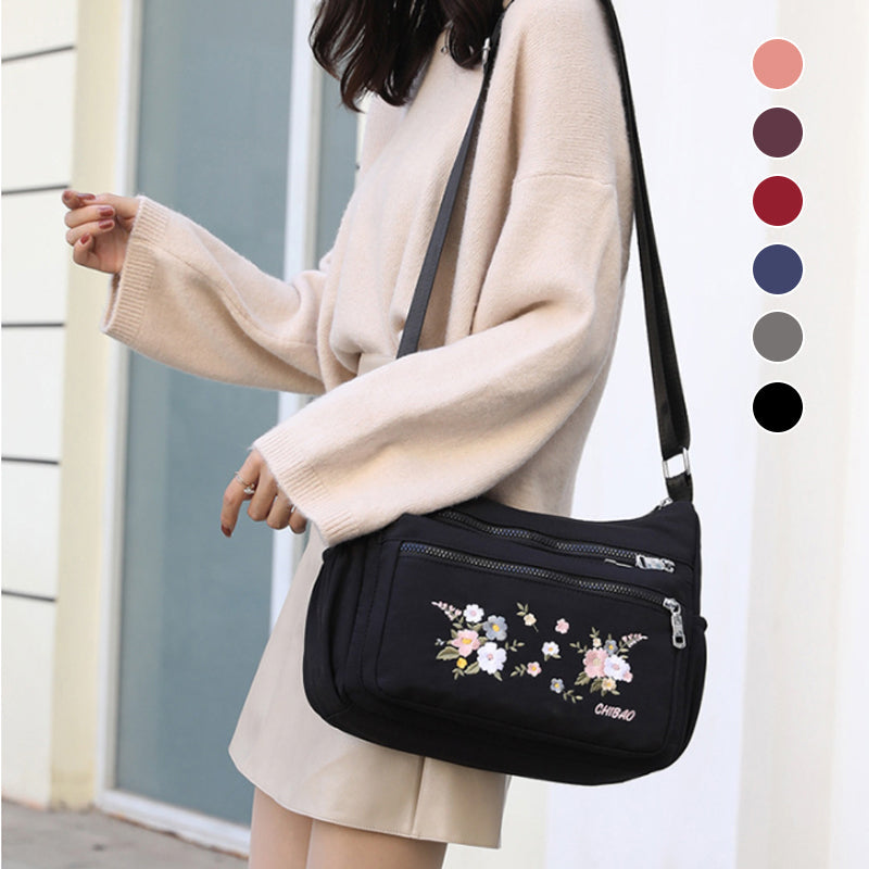 Skorter | Embroidered Flower Shoulder Bag