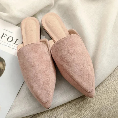 Skorter | Elegant suede mules with pointed toe