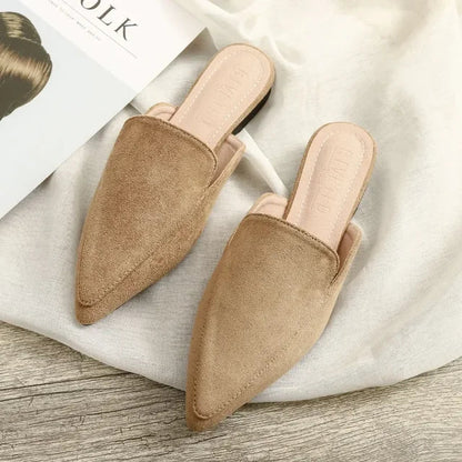 Skorter | Elegant suede mules with pointed toe