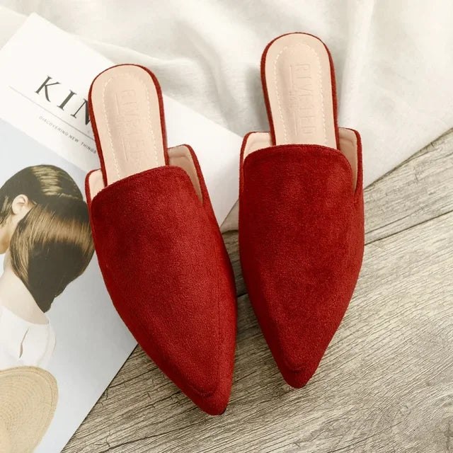 Skorter | Elegant suede mules with pointed toe