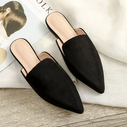 Skorter | Elegant suede mules with pointed toe