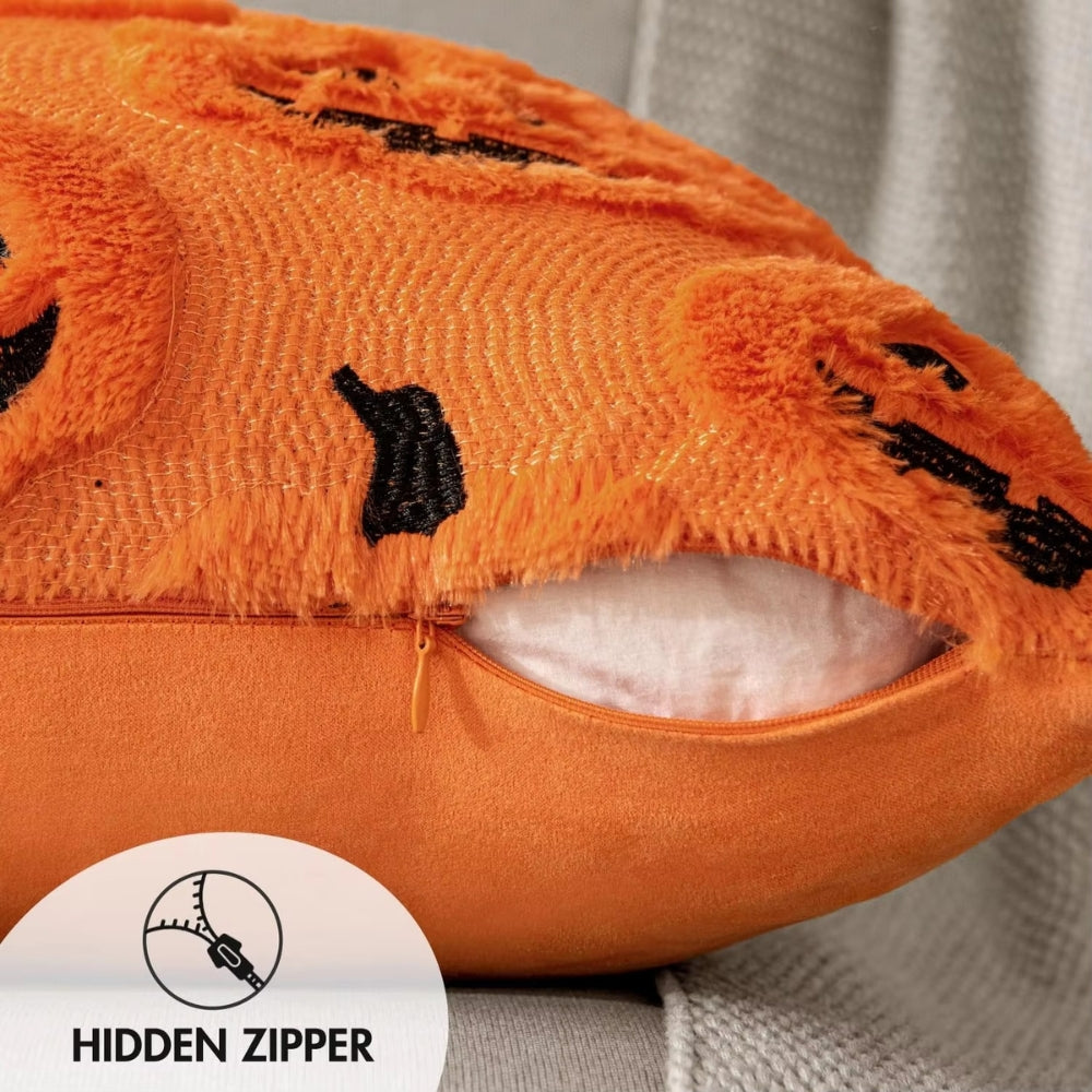 Skorter | Faux Fleece Halloween Pumpkin Cushion Cover