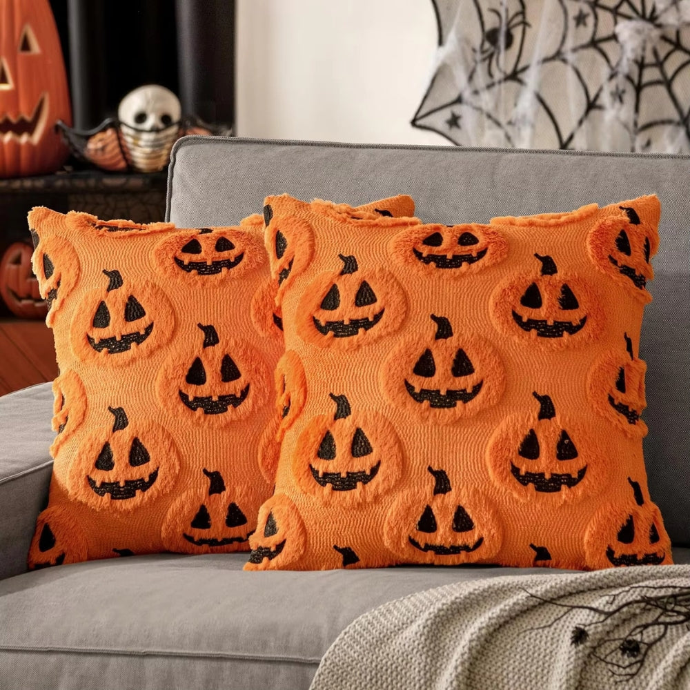 Skorter | Faux Fleece Halloween Pumpkin Cushion Cover