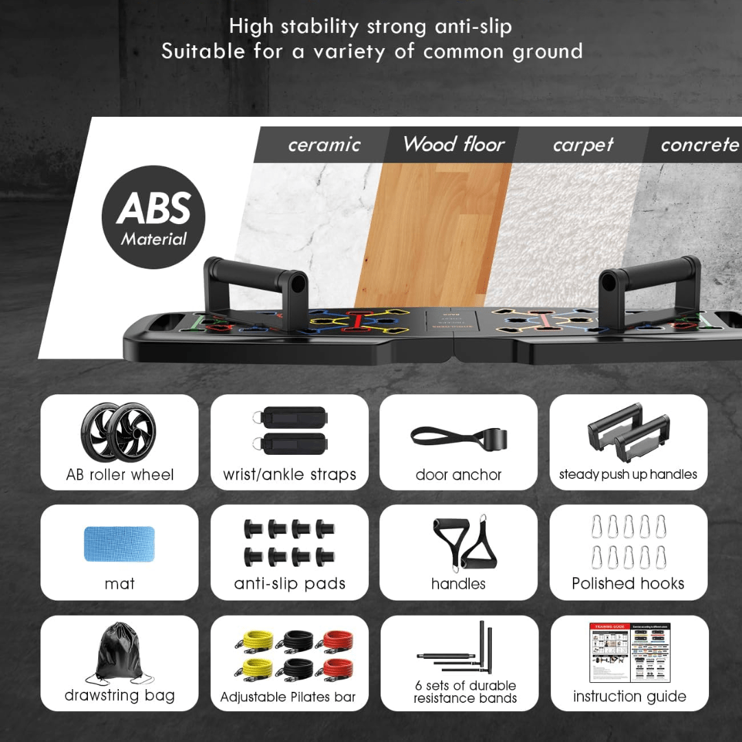 Skorter | Complete Fitness Set for Home with Resistance Bands & AB Roller