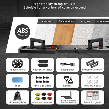 Skorter | Complete Fitness Set for Home with Resistance Bands & AB Roller