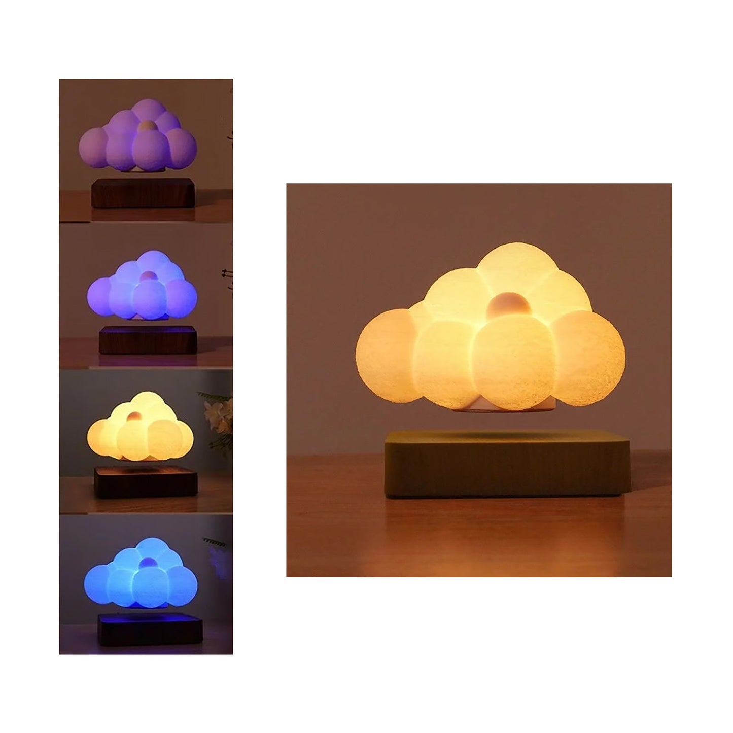 Floating Cloud Wooden Base Lamp