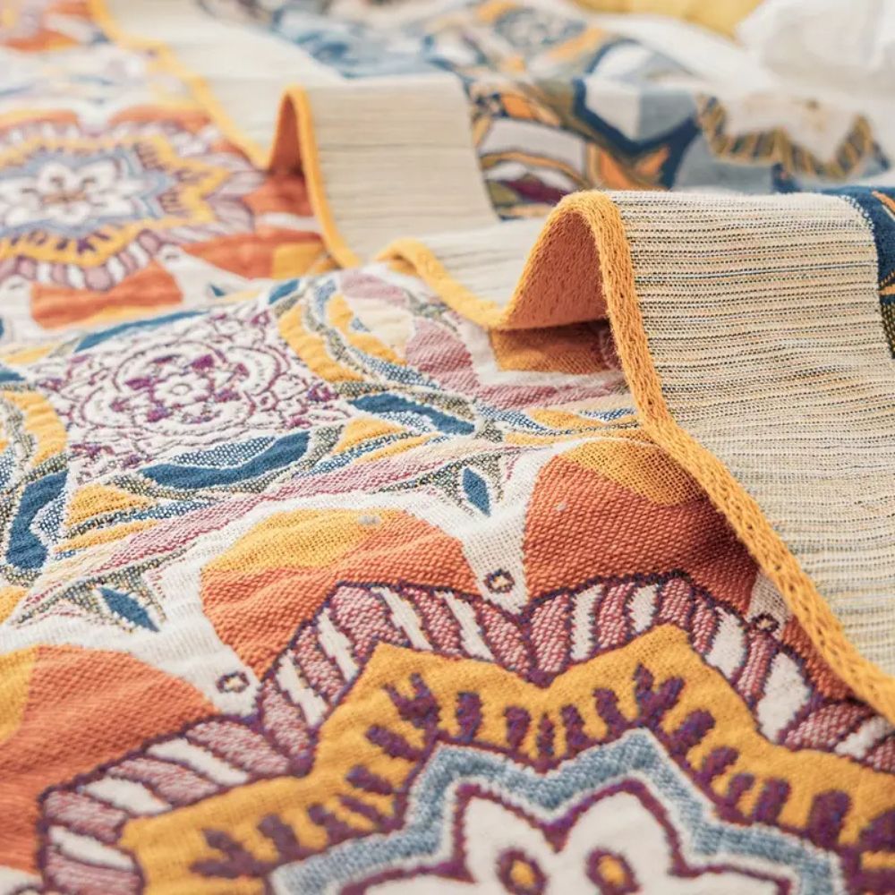 Skorter | Boho Flora Tone Cotton Blanket