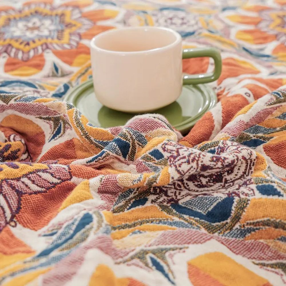 Skorter | Boho Flora Tone Cotton Blanket