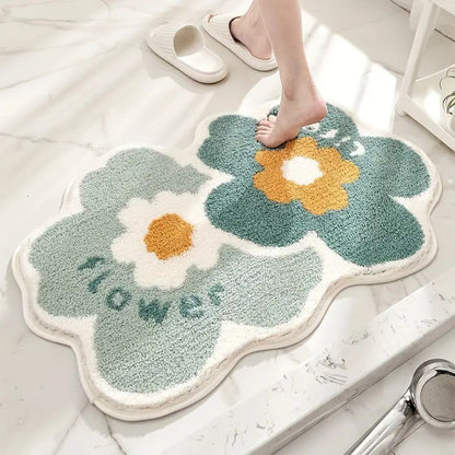 Skorter | Floral Tufted Absorbent Bath Mat