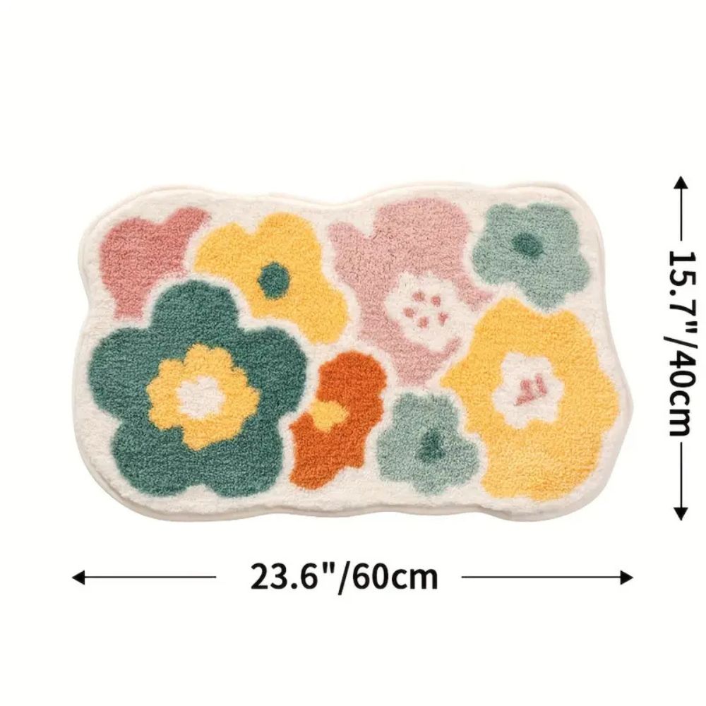 Skorter | Floral Tufted Absorbent Bath Mat