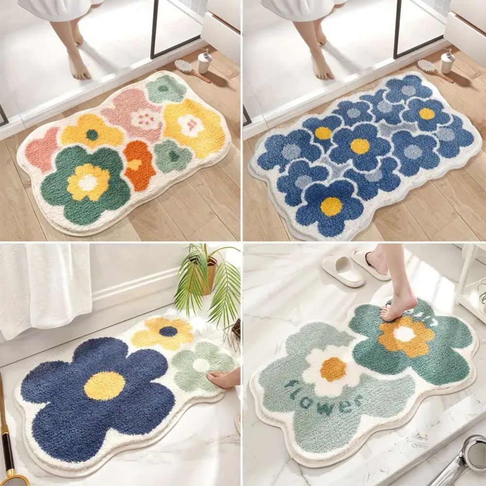 Skorter | Floral Tufted Absorbent Bath Mat