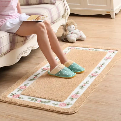 Skorter | Floral Border Absorbent Bath Mat