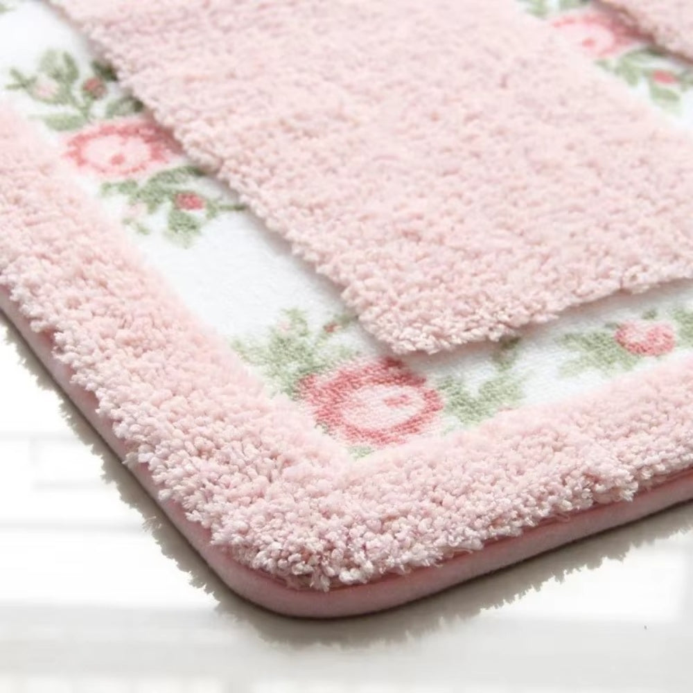 Skorter | Floral Border Absorbent Bath Mat