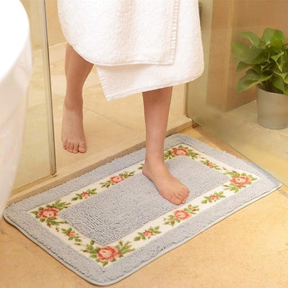 Skorter | Floral Border Absorbent Bath Mat