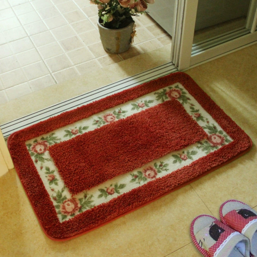 Skorter | Floral Border Absorbent Bath Mat
