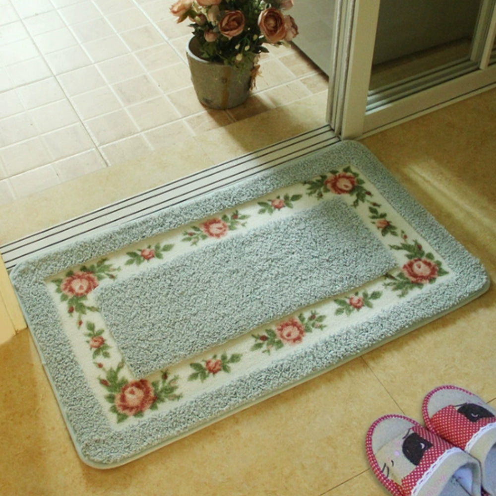 Skorter | Floral Border Absorbent Bath Mat