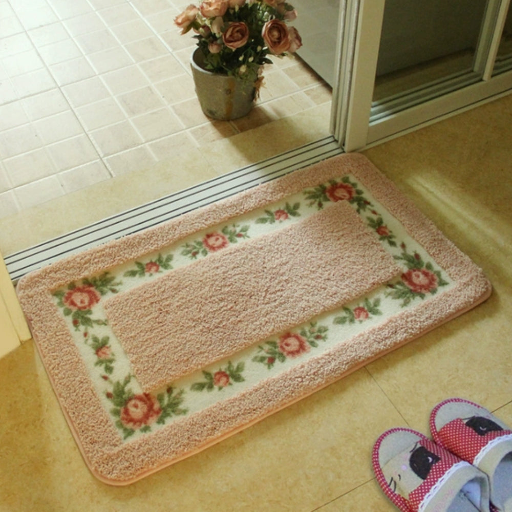 Skorter | Floral Border Absorbent Bath Mat