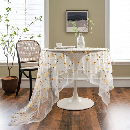 Skorter | Floral Embroidered Lace Tablecloth Cover