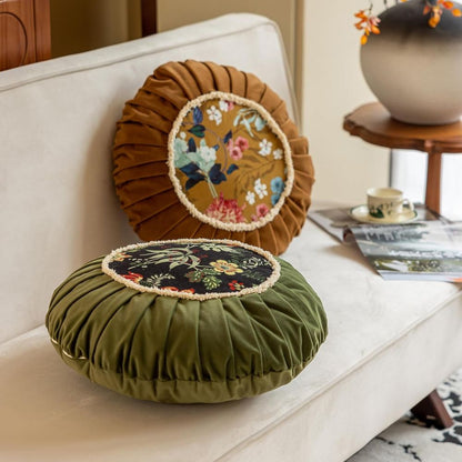 Skorter | Floral Medley Velvet Round Cushion