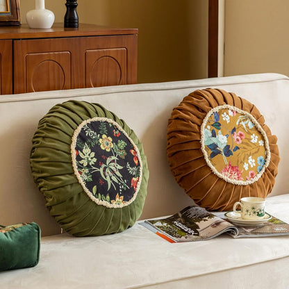 Skorter | Floral Medley Velvet Round Cushion