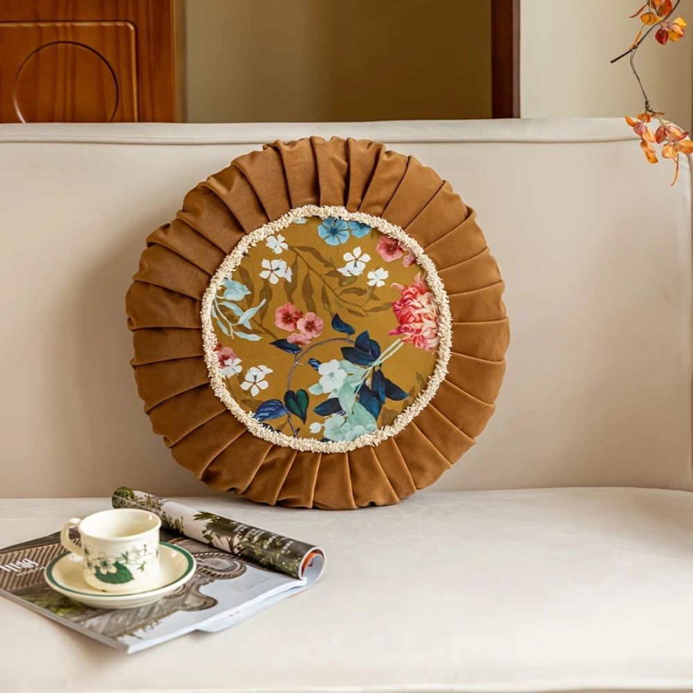 Skorter | Floral Medley Velvet Round Cushion