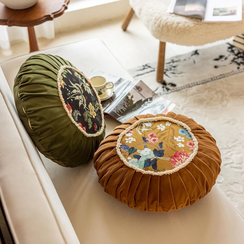 Skorter | Floral Medley Velvet Round Cushion