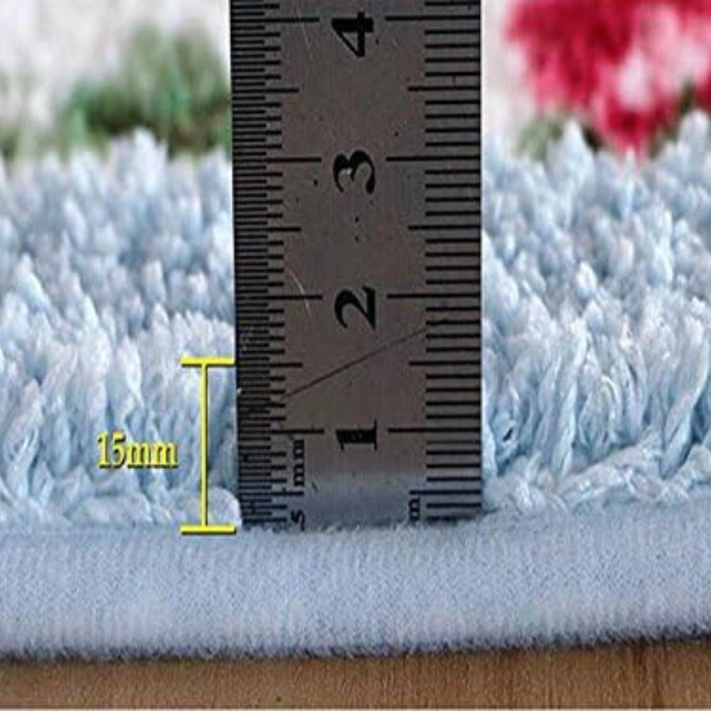 Skorter | Floral Oval Plush Bath Mat