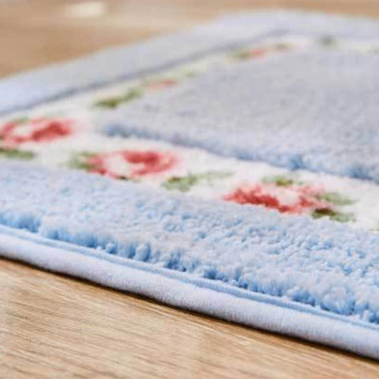 Skorter | Floral Oval Plush Bath Mat