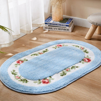 Skorter | Floral Oval Plush Bath Mat