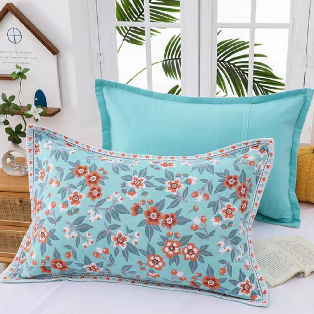 Skorter | Floral Print Cotton Pillowcase | 2pcs