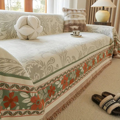 Skorter | Floral Tasseled Boho Sofa Cover