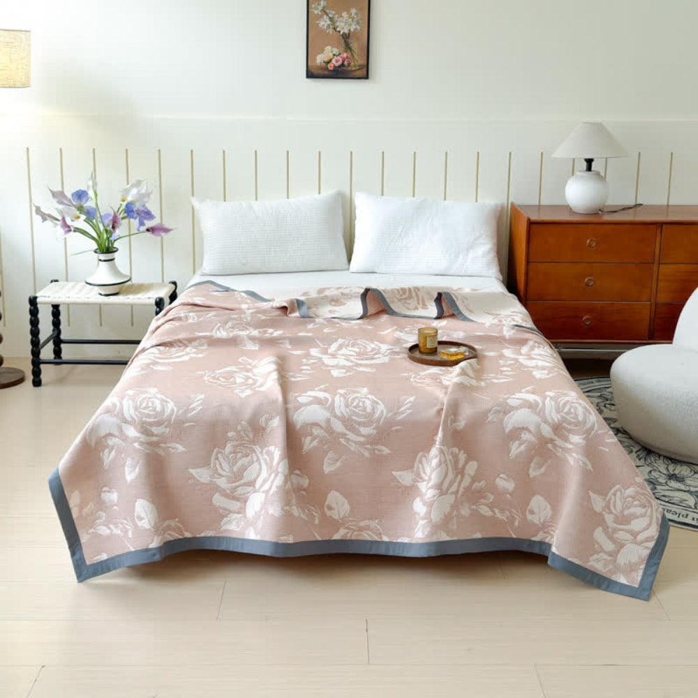 Skorter | Flouriva Pink Rose Cotton Blanket