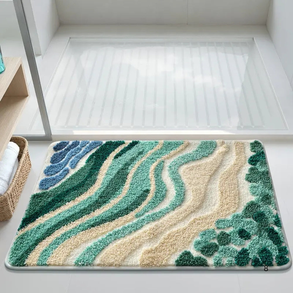 Skorter | Fluffy Ocean Wavy Pattern Bath Mat