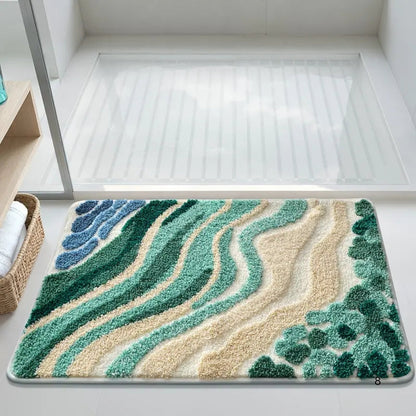 Skorter | Fluffy Ocean Wavy Pattern Bath Mat