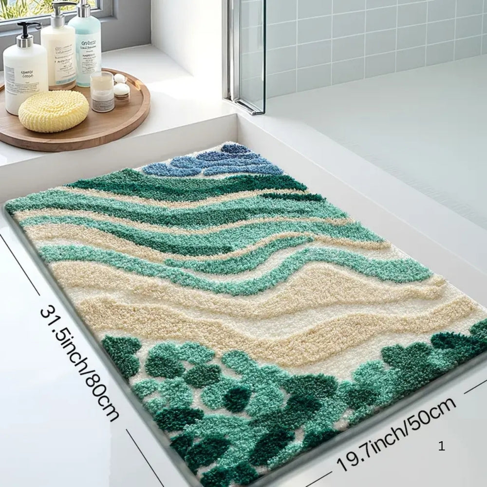 Skorter | Fluffy Ocean Wavy Pattern Bath Mat