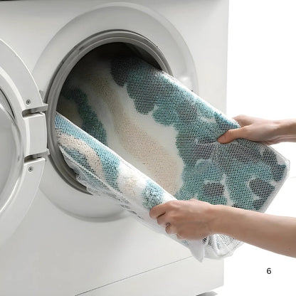 Skorter | Fluffy Ocean Wavy Pattern Bath Mat