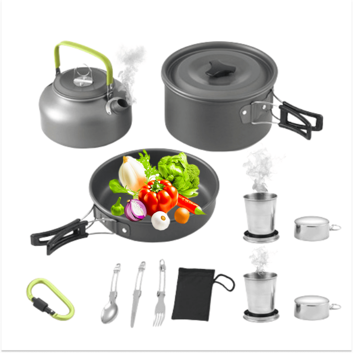 Skorter | Camping Cooking Ware Stainless Steel Cookware Pots Set and Pans