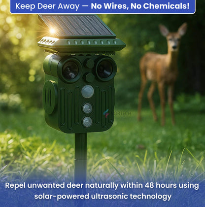 Skorter | Ultrasonic Solar Deer Repeller | 5 Adjustable Modes. Waterproof & Eco-Friendly for Home Gardens and Yards