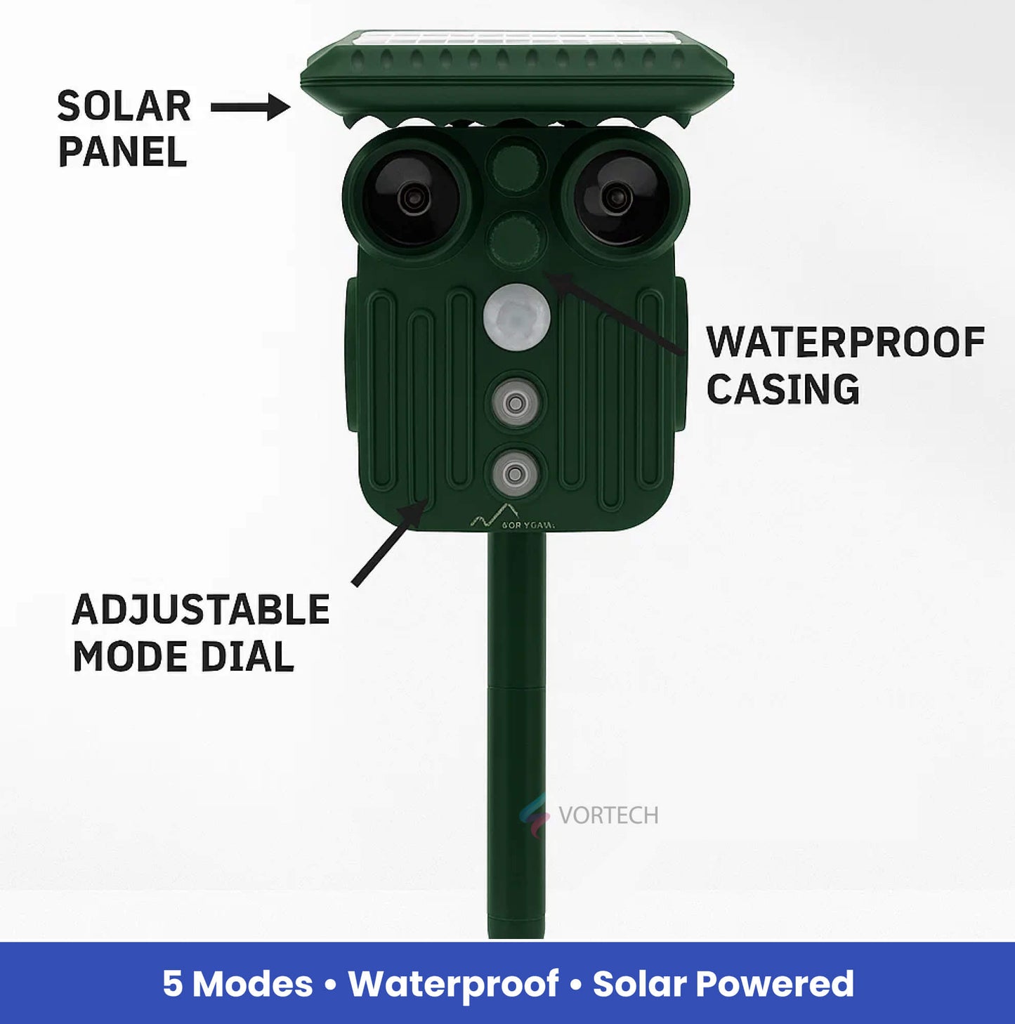 Skorter | Ultrasonic Solar Deer Repeller | 5 Adjustable Modes. Waterproof & Eco-Friendly for Home Gardens and Yards