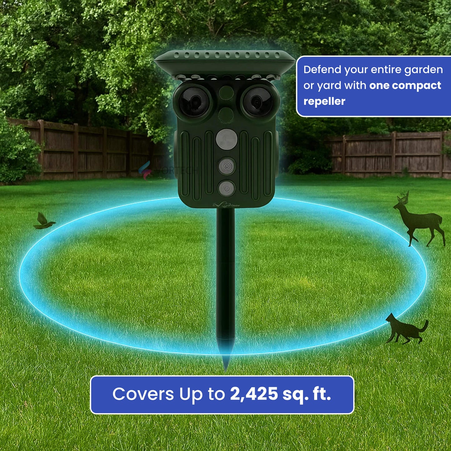 Skorter | Ultrasonic Solar Deer Repeller | 5 Adjustable Modes. Waterproof & Eco-Friendly for Home Gardens and Yards