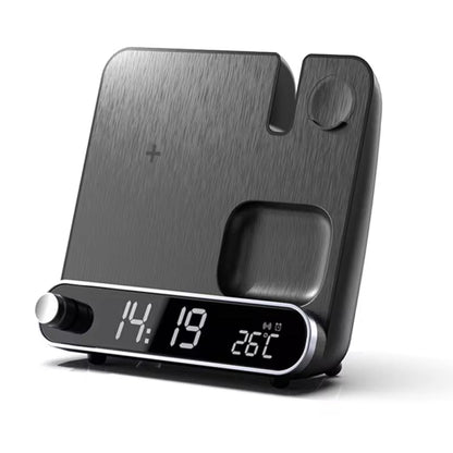 Skorter | 3-in-1 Charging Station: Alarm Clock with iPhone Charger, Watch Stand, and Phone Charging Dock for Apple Devices