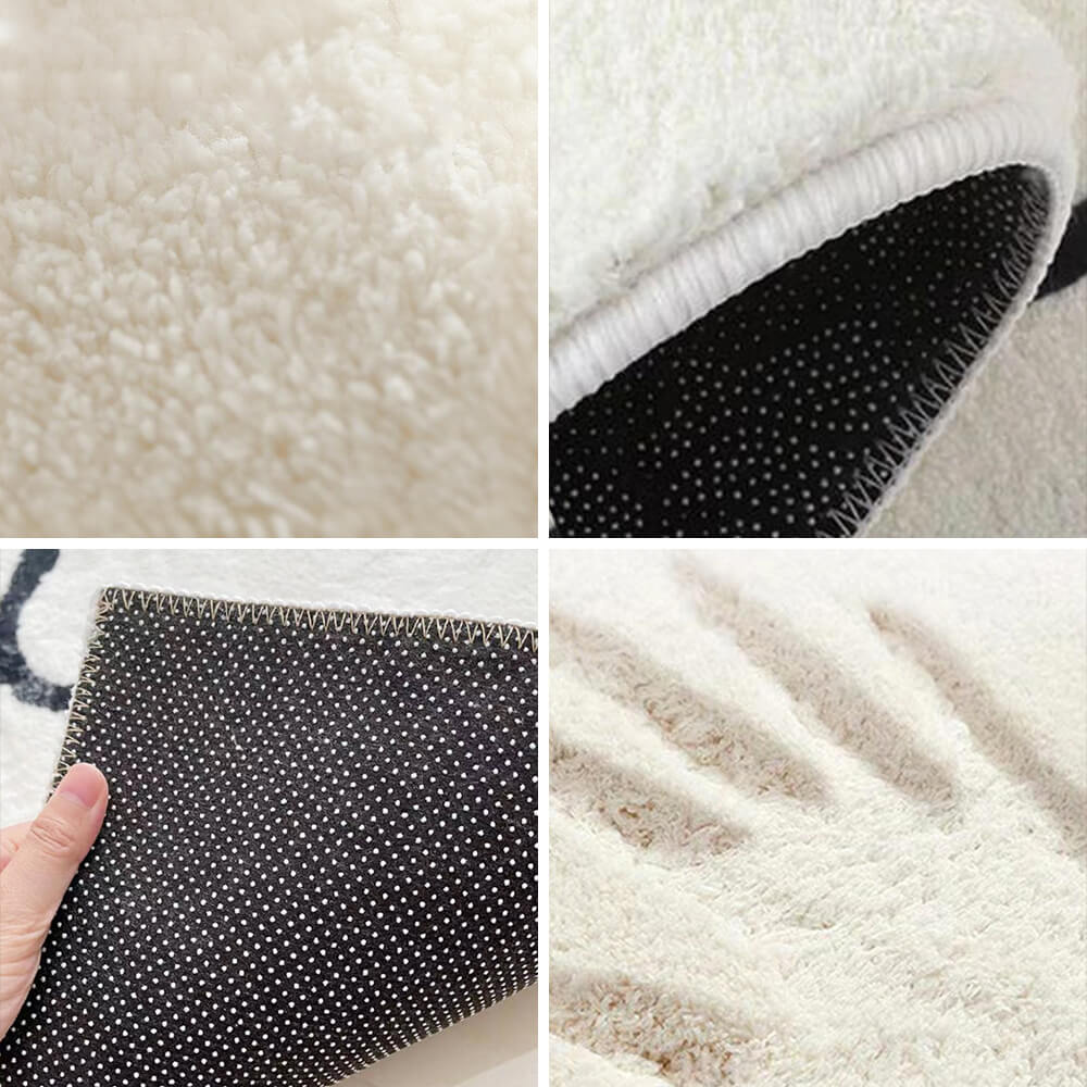 Skorter | Faux Cashmere Checkered Cozy Nightstand Rug Irregular Shape Rug