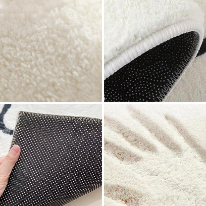 Skorter | Faux Cashmere Checkered Cozy Nightstand Rug Irregular Shape Rug