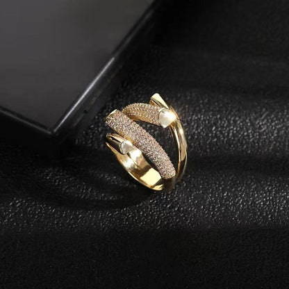 Skorter | Adjustable Gold Micro Setting Rhinestone Binded Ring